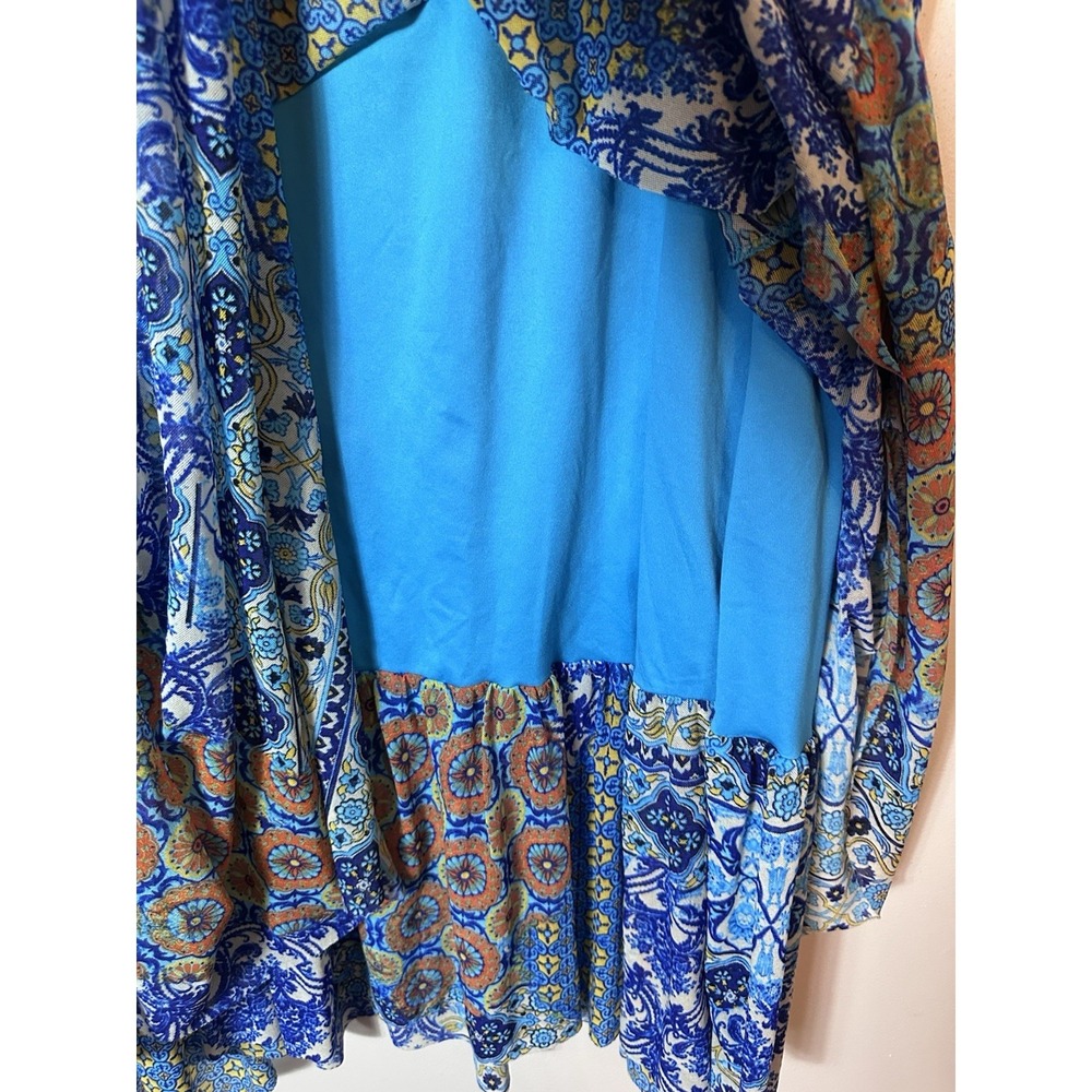 Chico's A-Line Skirt Womens Size 12 Blue Paisley Patchwork Elastic Artsy Boho 2 - Picture 4 of 12